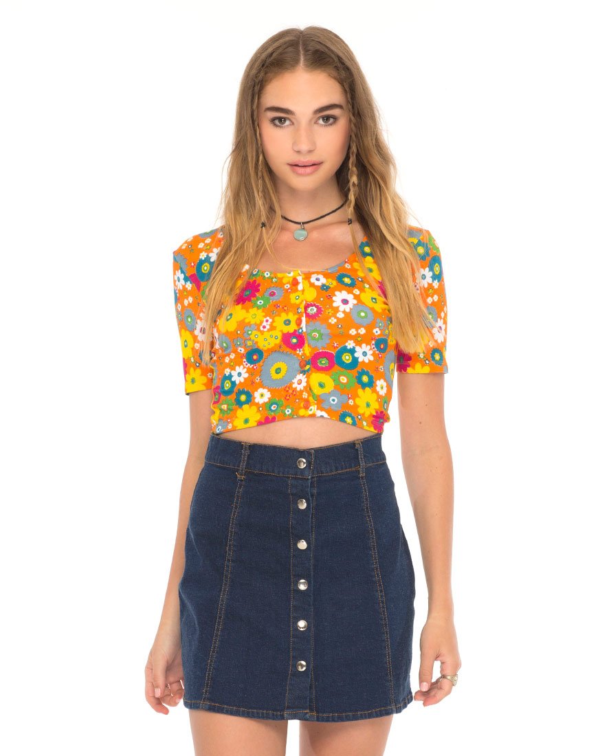 Eclat Crop Top in Playtime Floral Orange