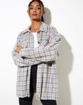 Marcel Shirt in Small Check White Blue Tan
